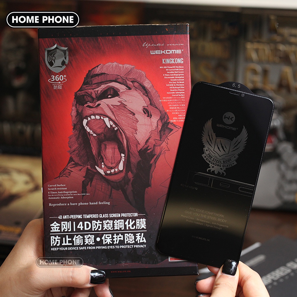 Kính cường lực Iphone chống nhìn trộm KINGKONG 4D chính hãng công dụng chống bám vân tay, loang nước... CL-KK-001