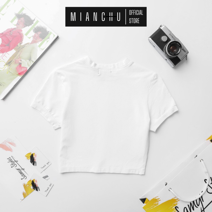 Áo croptop tay ngắn cổ tròn MIANCHU chất cotton mã ACRT01
