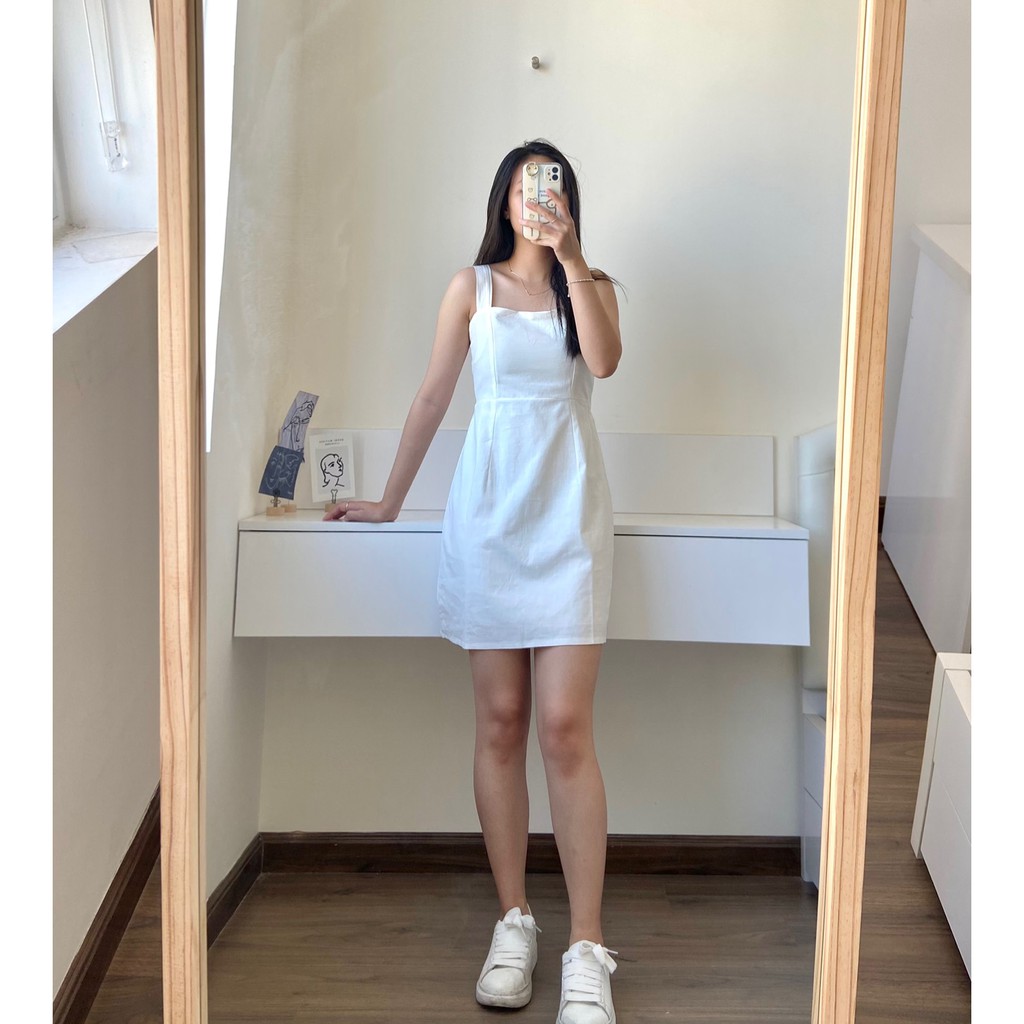 Váy yếm/ Váy hai dây minidress quai bản to lưng chun 2 lớp | BigBuy360 - bigbuy360.vn