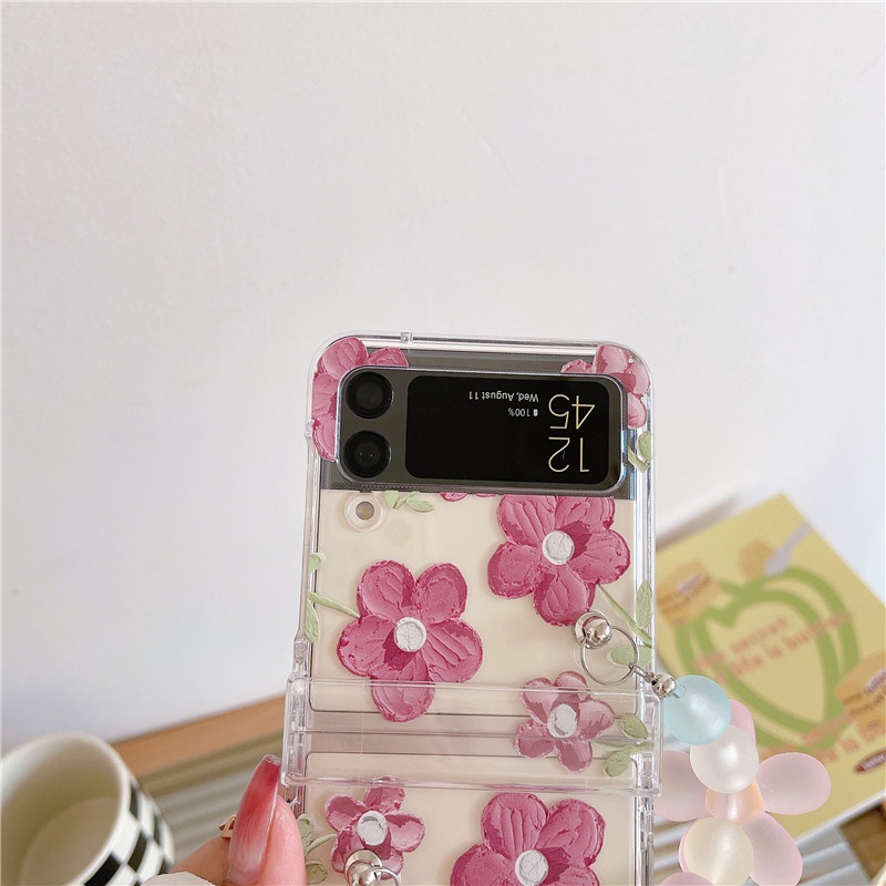 Ốp Điện Thoại Nắp Gập Trong Suốt Họa Tiết Hoa Dễ Thương Chống Sốc Cho Samsung Galaxy Z Flip 4 Z Flip 3 Zflip 3 Z Flip 4 Flip 3