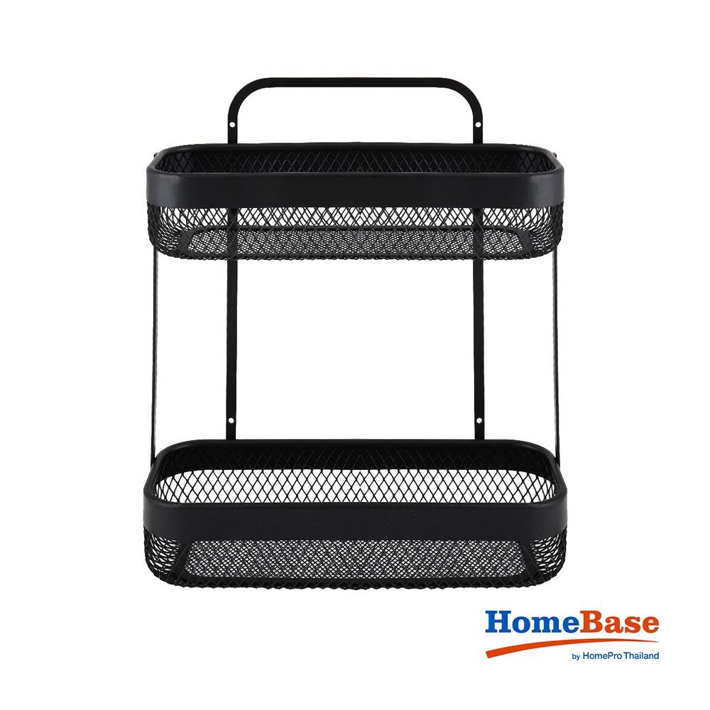 HomeBase MOYA Giá nhà tắm treo tường bằng thép có 2 tầng KM003A W31xD12xH34.7 Cm màu đen