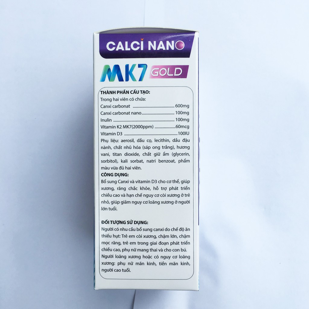 Calci Nano Mk7 Gold – Calcium + VTM K2 + D3 – Cao lớn để vươn xa