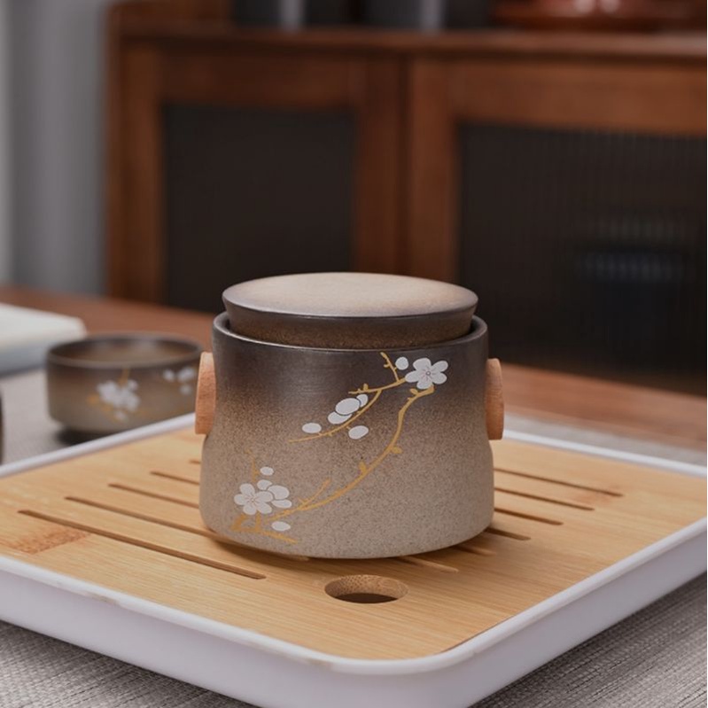 Bộ Ấm Trà Gốm Cao Cấp Phong Cách Nhật Bản Nhỏ Gọn Tiện Lợi