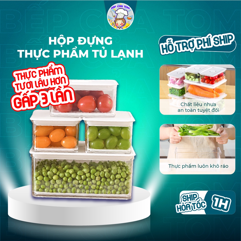Hộp Đựng Thực Phẩm Tủ Lạnh BCT Chất Liệu Nhựa PP Trong Suốt Cao Cấp Giúp Thực Phẩm Tươi Lâu Hơn Gấp 5 Lầns