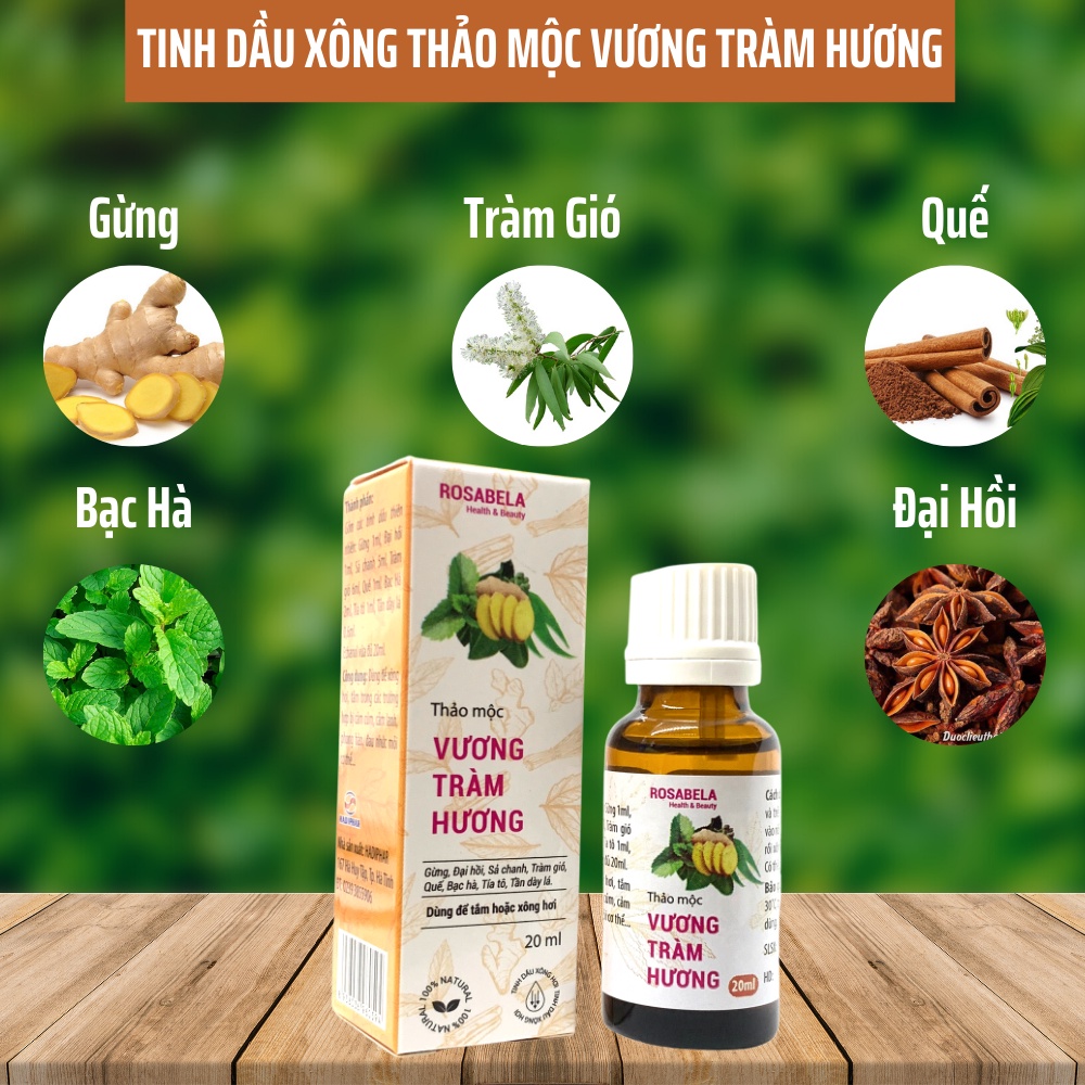 Tinh Dầu Xông Mũi Họng Ngừa Cảm Cúm Gồm 8 Loại Thảo Mộc- Vương Tràm Hương - chai 20ml