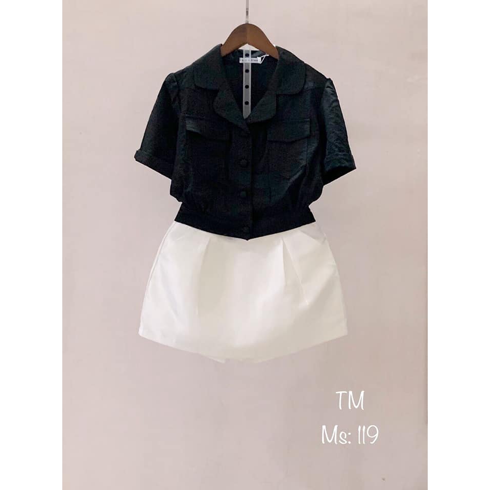 Áo sơ mi nữ tay ngắn cổ vest nhiều màu thiết kế kiểu dáng thời trang - Áo croptop cổ vest