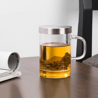 Cốc trà thủy tinh chịu nhiệt có lọc trà S019A 500ml - Ly lọc trà lõi thủy tinh Samahome SHop
