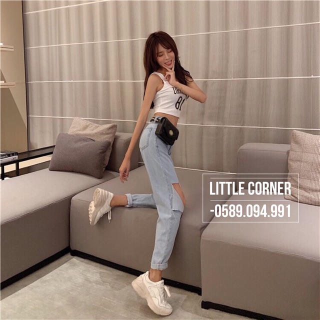 Quần slim baggy jeans rách ô ver.2 ulzzang kèm ảnh thật