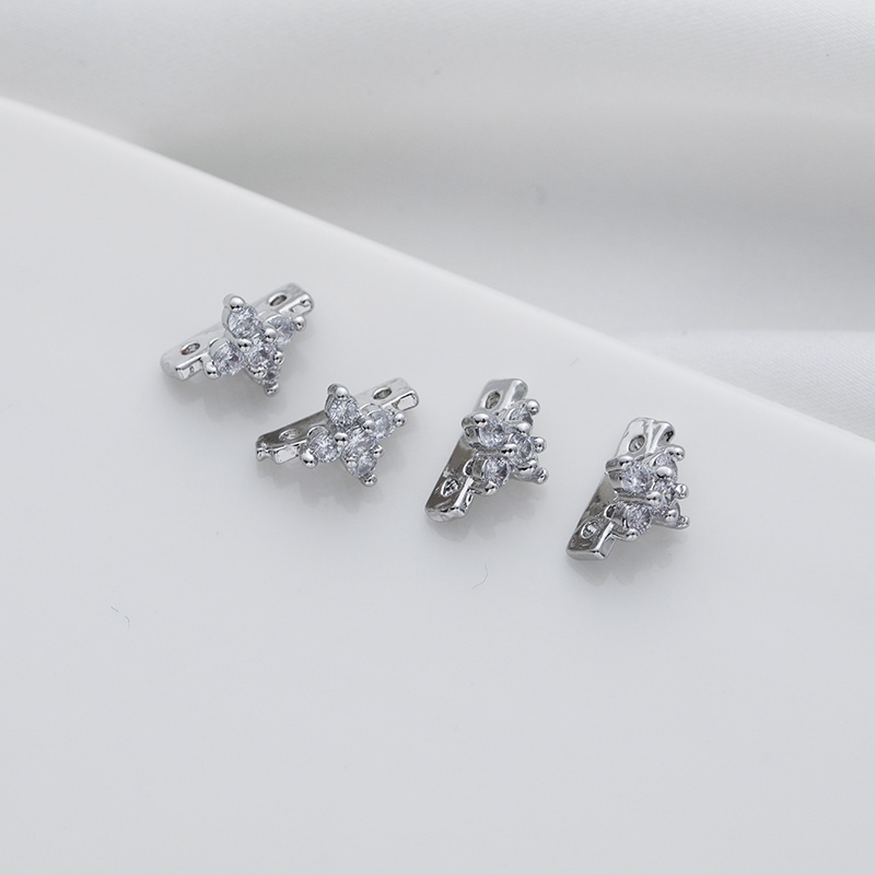 Phụ Kiện Trang Sức Vòng Tay Ba Lỗ Bằng Đồng Mạ Bạch Kim Đính Đá Zircon diy