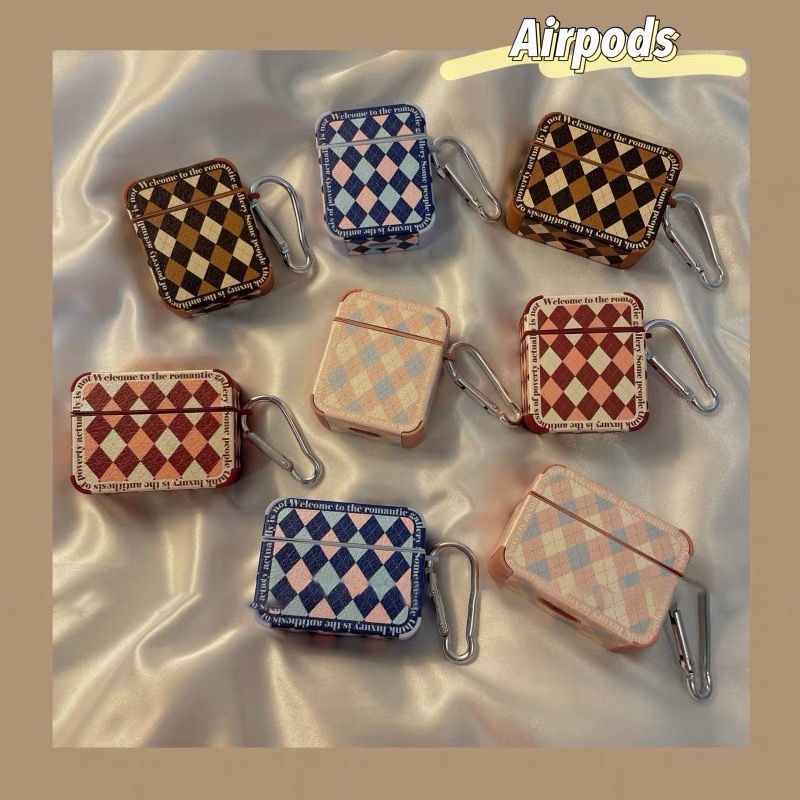 Vỏ Bảo Vệ Hộp Sạc Tai Nghe Airpods 1 2 3 Pro Bằng Da TPU Mềm Họa Tiết Kẻ Sọc Đơn Giản Dễ Sử Dụng 4 Choose