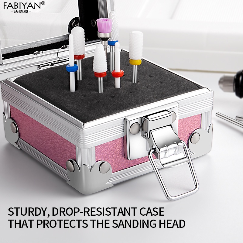 FABIYAN Hộp Đựng Đầu Mài Móng Tay 25 Lỗ Chống Mòn Tiện Dụng Cho Salon