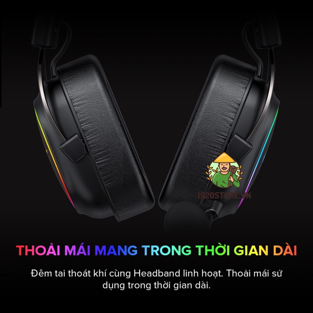Tai Nghe Gaming Headphone HAVIT H2002P, Driver 53mm, Đèn RGB 36 Màu, Giả Lập 7.1 - Chính Hãng BH 12T