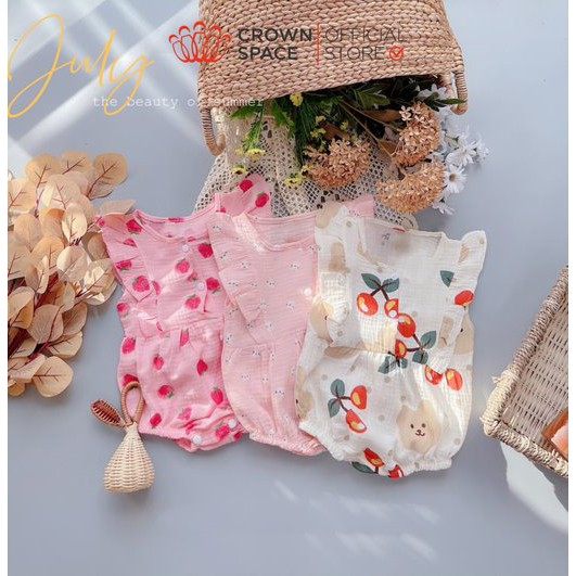 Đồ Bộ Sơ Sinh Bé Gái Chính Hãng CrownSpace Họa Tiết Hoa Nhí CKGS2911305 - Thoáng Mát,Thấm Hút Mồ Hôi- Size 1 đến 7