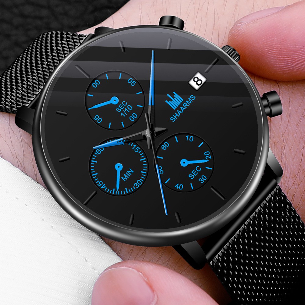 Đồng Hồ Nam SHAARMS SA6123 Đăng cấp doanh nhân lịch ngày sang trọng dây thép mành thời trang | BigBuy360 - bigbuy360.vn