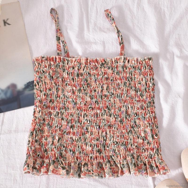 Áo Hai Dây Họa Tiết Hoa Xinh Xắn Cho Nữ