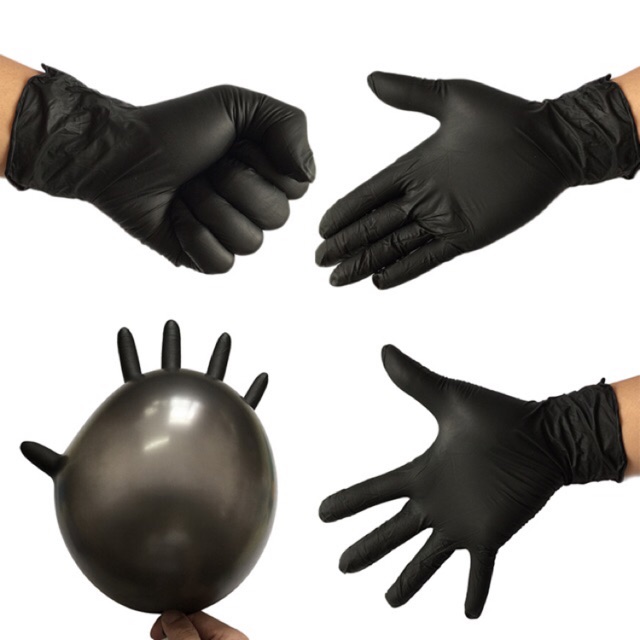 Bao Tay Cao Su Đen Y Tế Không Bột Găng Tay Đen Siêu Dai Sử Dụng Trong Tóc Spa Phun Xăm Thẩm Mỹ