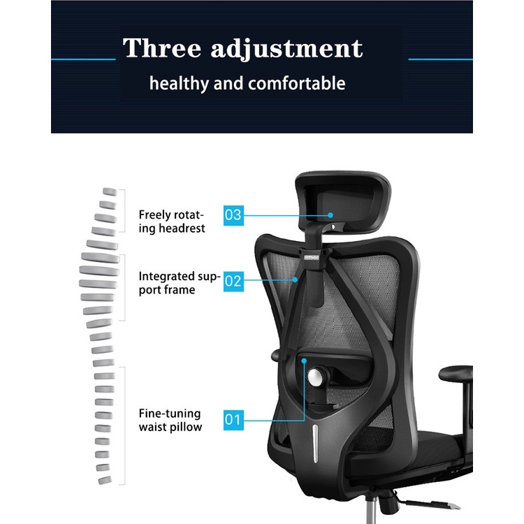 SIHOO M18, M18 GÁC CHÂN  - Ghế lưới văn phòng thiết kế công thái học Ergonomic