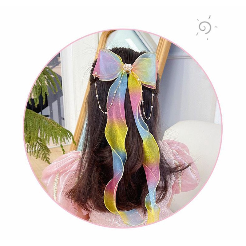 Kẹp tóc mặt hình nơ họa tiết hoa thời trang cho bé gái