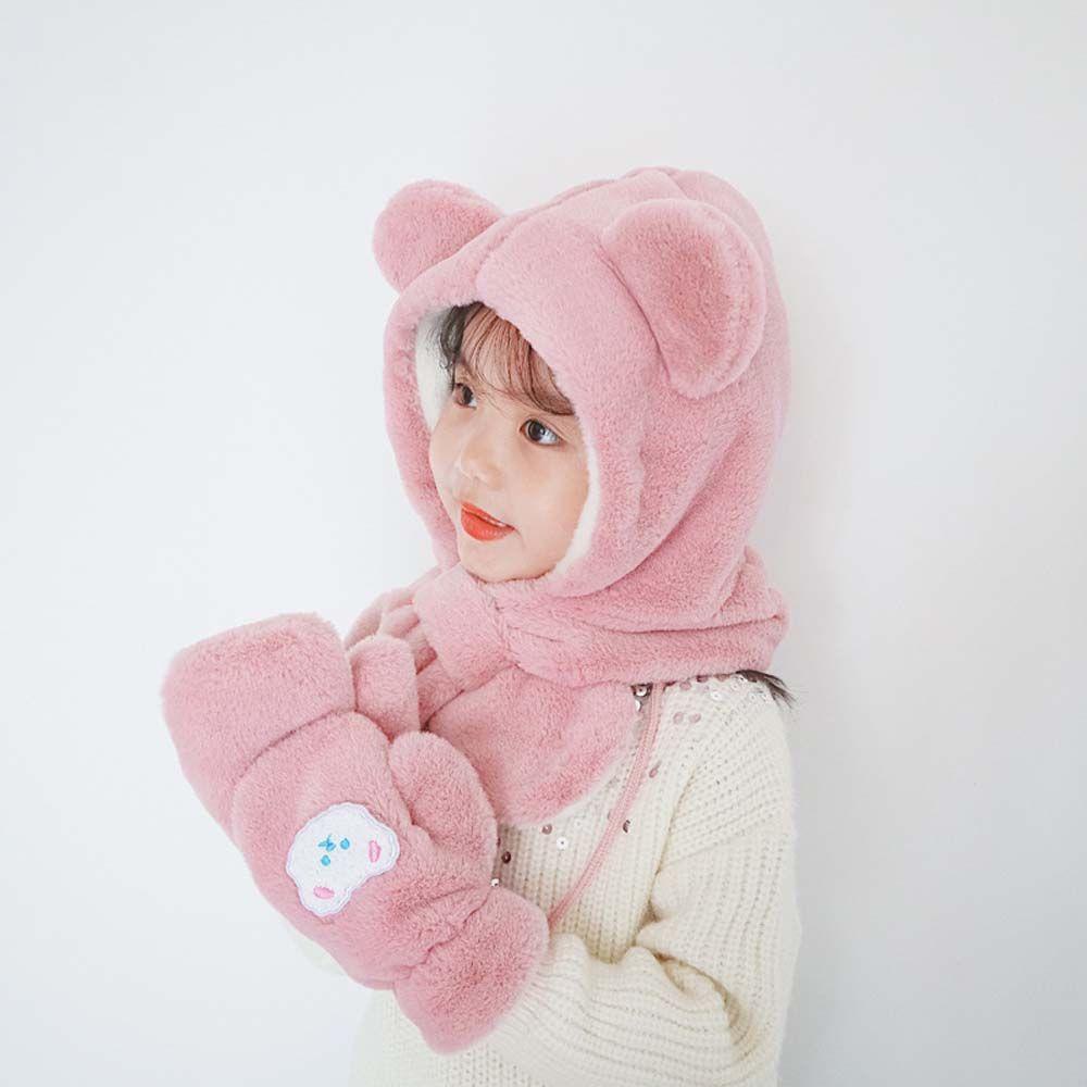 Găng Tay Lông Nhung Mềm Mại Hình Gấu Hoạt Hình Dễ Thương Cho Bé