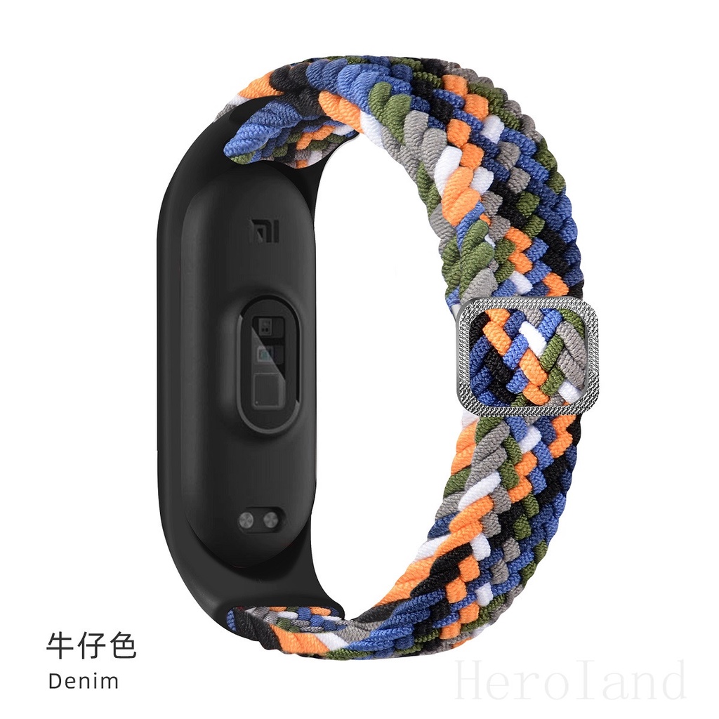 Dây Đeo Đồng Hồ Thông Minh Bằng Nylon Bện Co Giãn Cho Xiaomi mi band 7 6 5 Miband 5 6 7