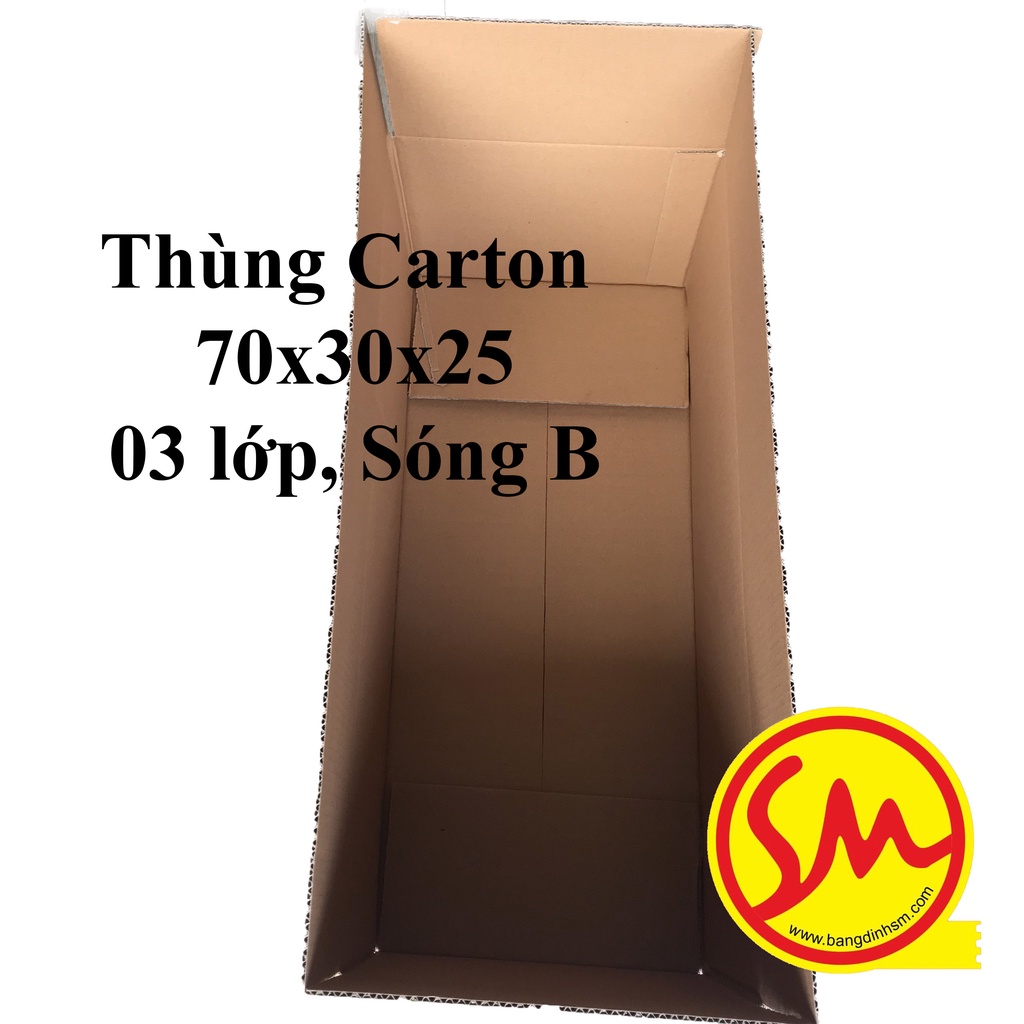 THÙNG CARTON, HỘP CARTON GIÁ RẺ 70x30x25 sóng B  3 lớp size  chuyên dùng ĐÓNG GÓI CÁC SẢN PHẨM, VẬN CHUYỂN DỄ DÀNG