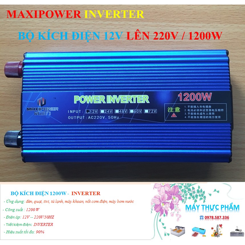 Bộ kich điện 12V lên 220V 1200W inverter - Tiết kiệm điện