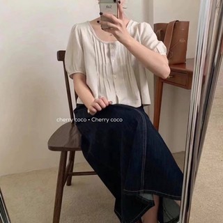 Sơ mi đũi xếp li gân ngực 51701 cherry coco