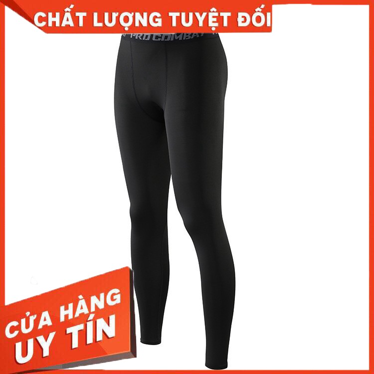 [FREESHIP] QUẦN GIỮ NHIỆT COMBAT PRO LEGGING TẬP GYM NAM DÁNG DÀI MÀU ĐEN