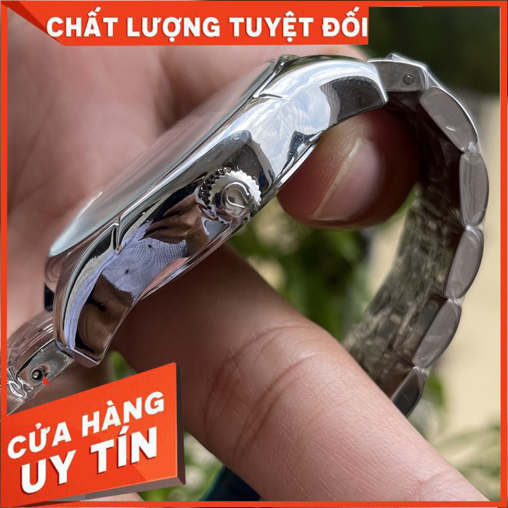 Đồng hồ nam O.MEGA chính hãng mặt xanh, thép nguyên khối, chống xước, chống nước, bảo hành 12 tháng