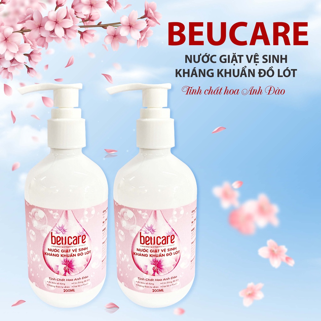 Bộ sản phẩm 2 chai nước giặt đồ lót chuyên dụng BeUcare 200ml