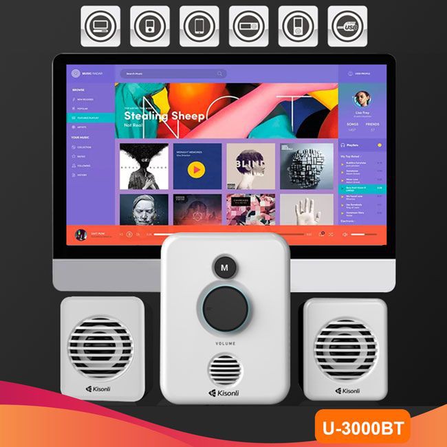 Loa vi tính 2.1 Kisonli U-3000BT hỗ trợ kết không dây bluetooth (nhiều màu) Nhất Tín Computer