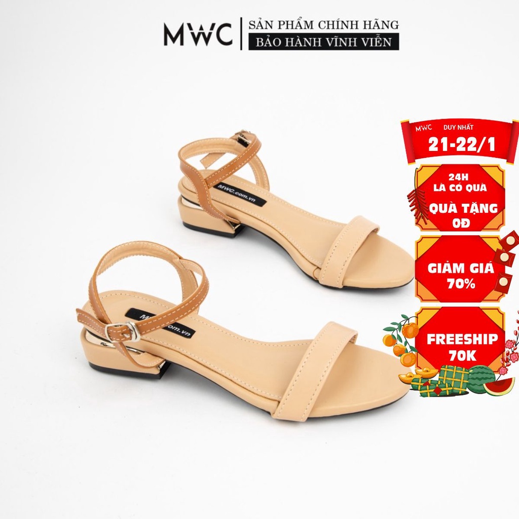 GIÀY SANDAL CAO GÓT NỮ MWC - MŨI NHỌN GÓT VUÔNG 2CM - QUAI NGANG DA TRƠN THANH LỊCH - CAO GÓT HỞ MŨI - NUCG-3987