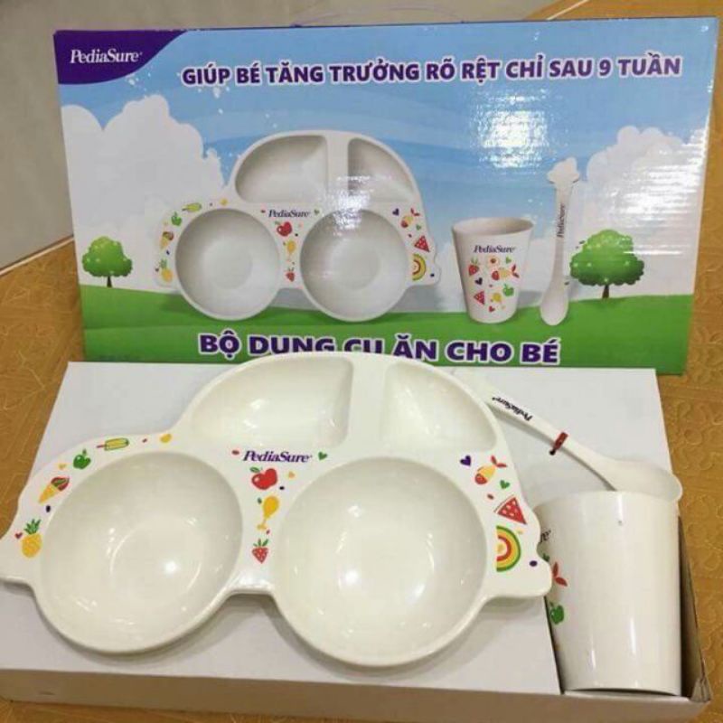 Khay ăn dặm 4 ngăn hình Ô tô ngộ nghĩnh đáng yêu cho bé