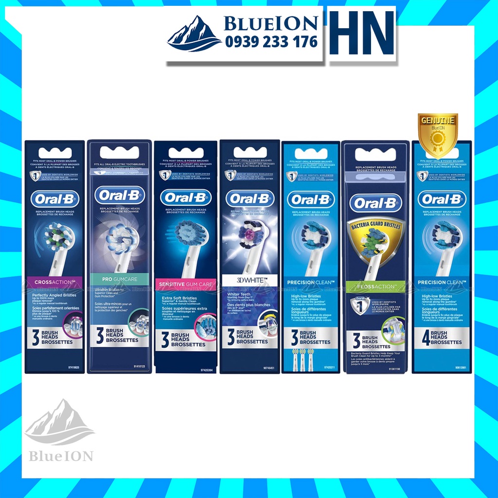 Đầu bàn chải điện Oral-B, đầu thay thế IO, PRECISION, SENSITIVE, CROSS ACTION, 3D WHITE cho bàn chải điện Oral-B