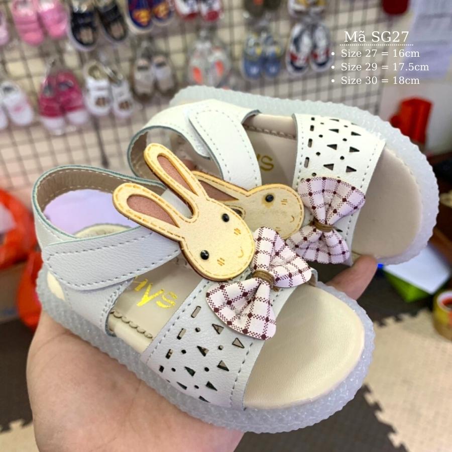 Sandal bé gái hình thỏ da mềm êm màu trắng dễ thương cho bé đi học đi biển mùa hè 4, 5 tuổi thời trang trẻ em NHÍM SG27