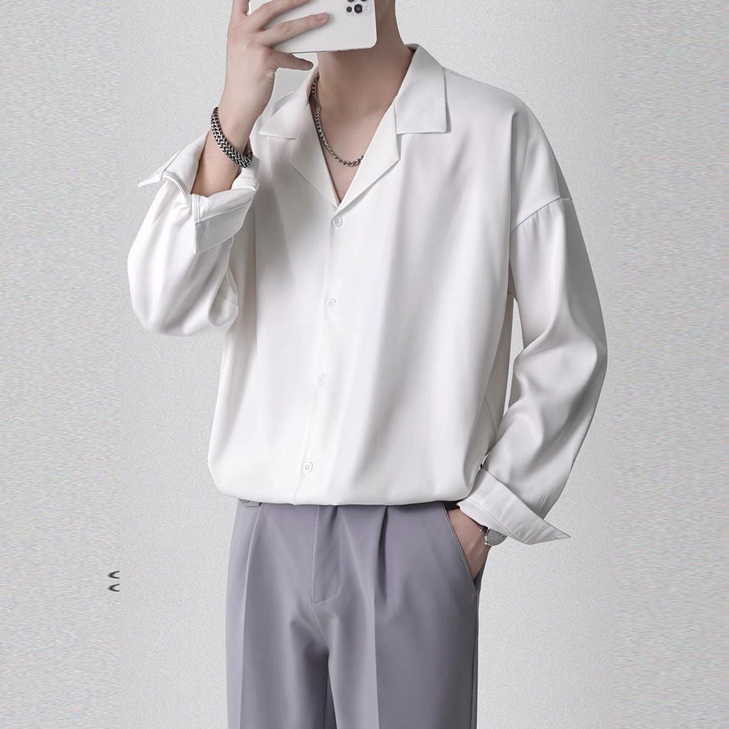 Áo sơ mi ngắn tay nam nữ form rộng cổ vest unisex tay lỡ chất vải đũi cao cấp chống nhăn AUTOMAN A04