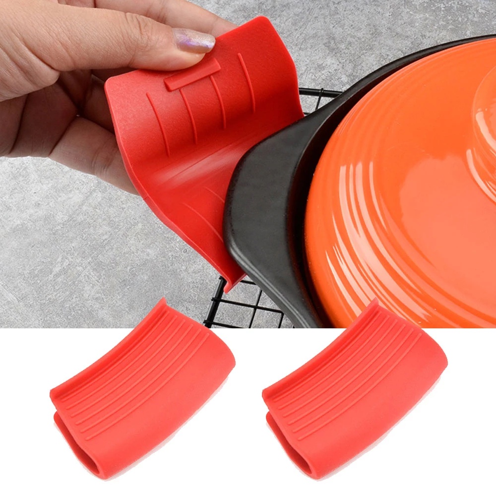 1 Cặp Kẹp Nhấc Nồi Bằng Silicone Cách Nhiệt Chống Trượt Tiện Dụng