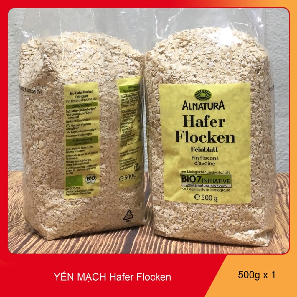 Combo 10 gói Yến mạch Đức Hafer Flocken cán vỡ. Khối lương 10 x 500g = 5 kg.