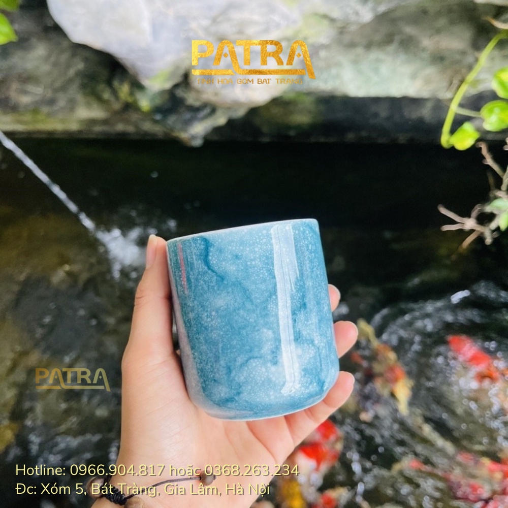 Cốc sứ, ly sứ men đá Bát Tràng hình trụ, cốc uống nước không quai 200ml nhiều màu lựa chọn