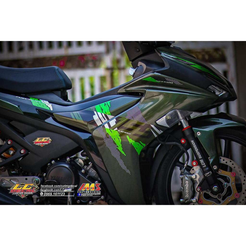Tem rời Exciter 155 xanh rêu cực đẹp mẫu cover 2023 , tem 3 lớp bền màu