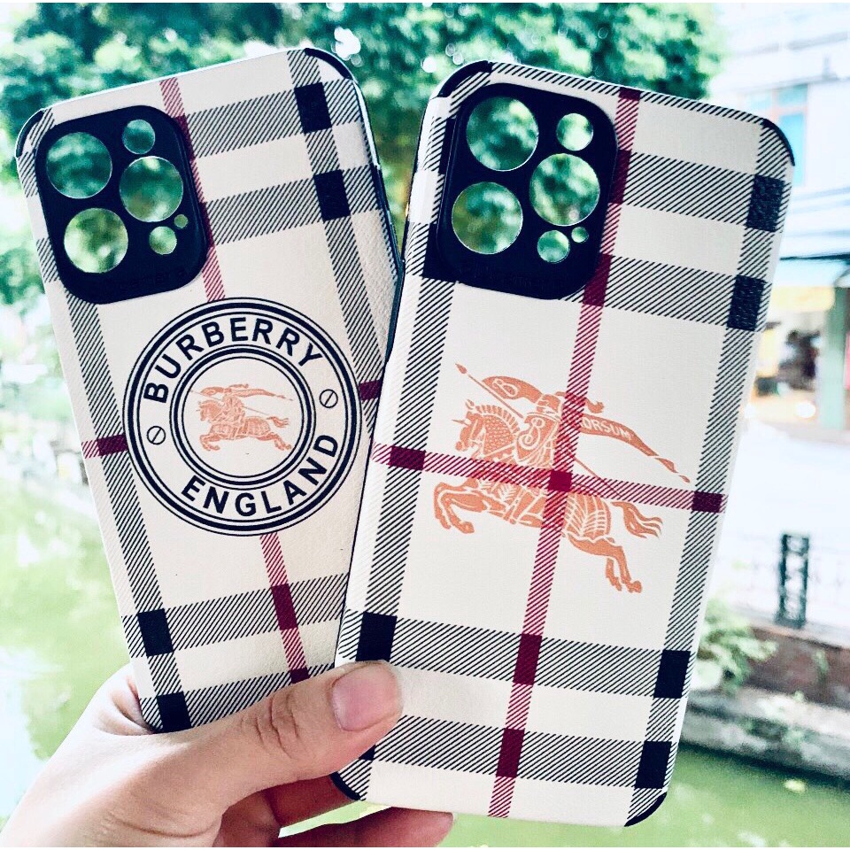 Ốp điện thoại da chống shock Burberry họa tiết cho iPhone 13 12 11 Pro Max X XS XSMax XR