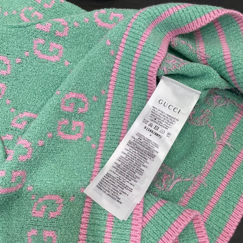Đầm len dài tay dáng suông thương hiệu Gucci GC/GG cao cấp có túi chất len mềm mại