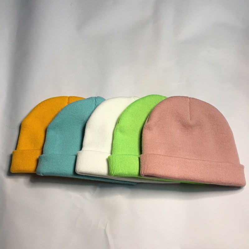 Mũ Len Beanie Trơn Dáng Ngắn 21cm