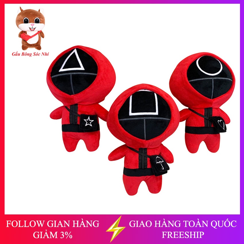 Gấu bông trò chơi con mực, Squid Game đủ mặt vuông tròn tam giác  FREESHIP  Gấu Bông Sóc Nhí