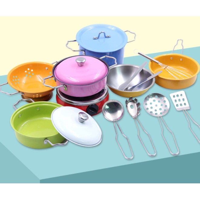 ĐỒ CHƠI NẤU ĂN 23 CHI TIẾT INOX CHO BÉ