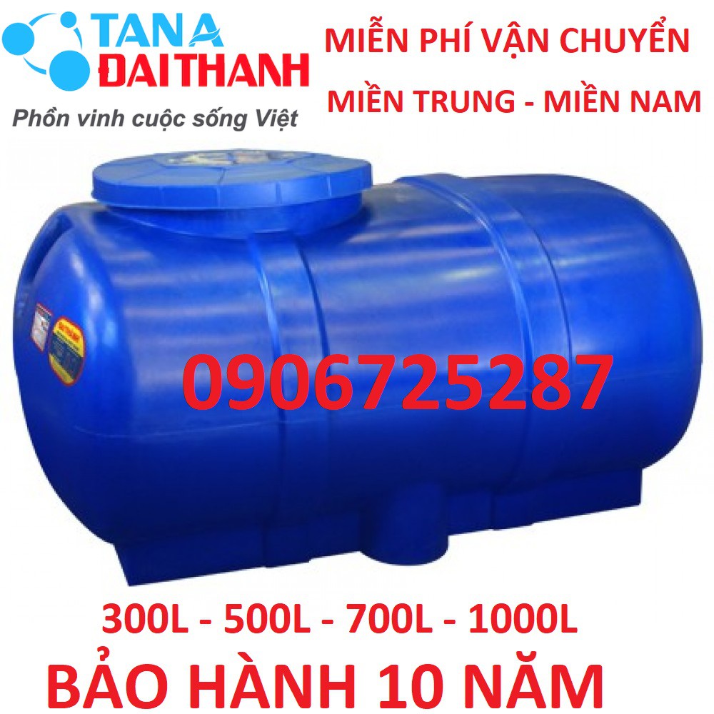 Bồn nước nhựa Đại Thành 300l-1000l nằm, bảo hành 10 năm