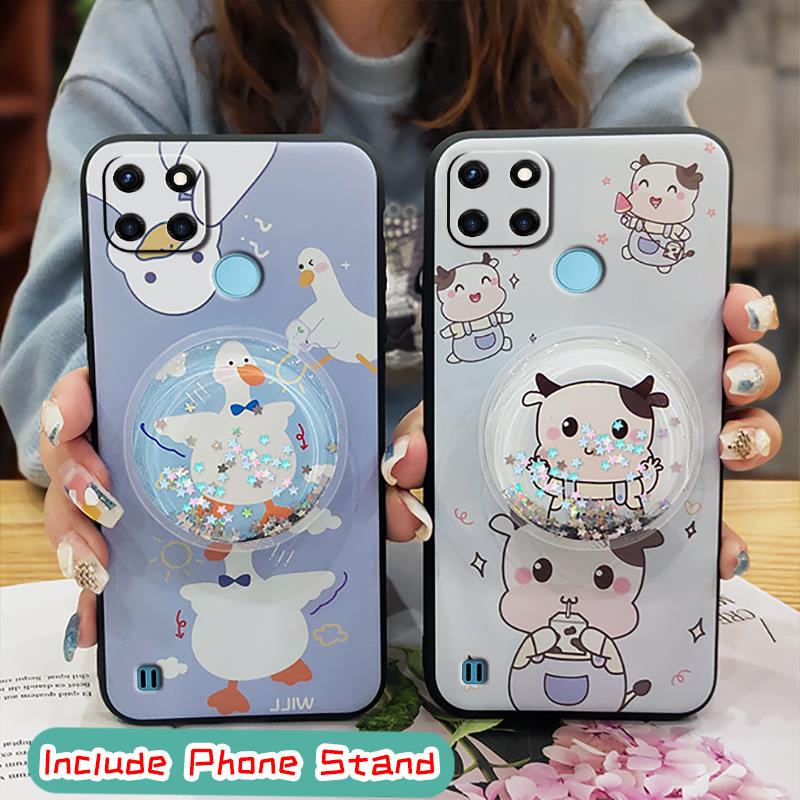 Ốp Điện Thoại Mềm Chống Nước Chống Va Đập Có Giá Đỡ Cho Oppo Realme C21Y