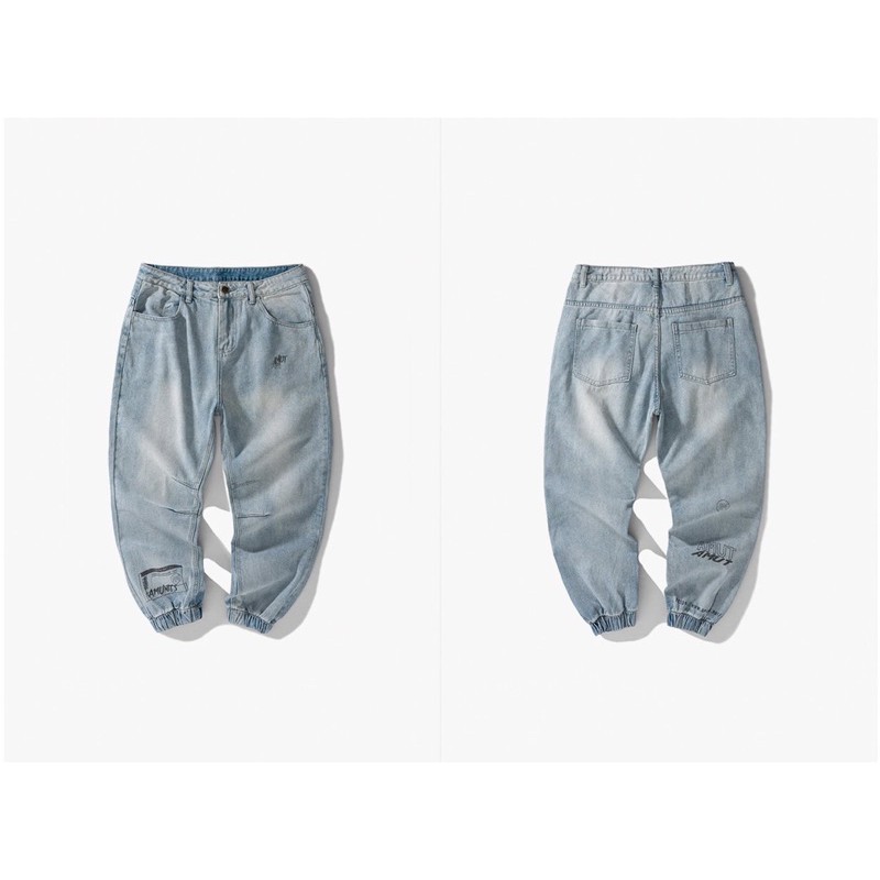 Quần jean OT dáng baggy, wash nhẹ, chất liệu cotton mỏng nhẹ mặc thoải mái | BigBuy360 - bigbuy360.vn