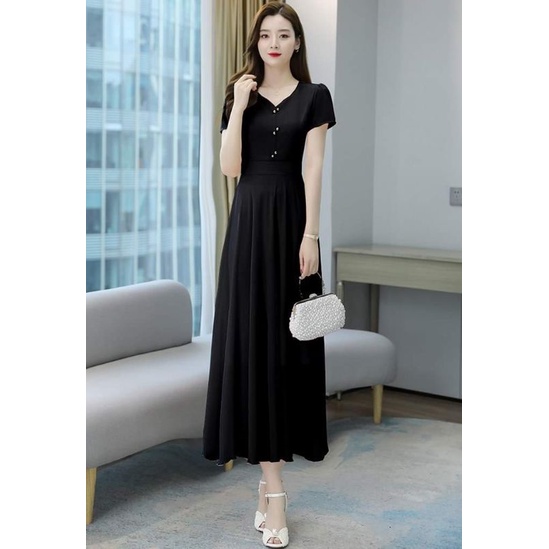 ĐẦM XÒE CỔ TIM ĐÍNH CƯỜM VÀNG 2019
