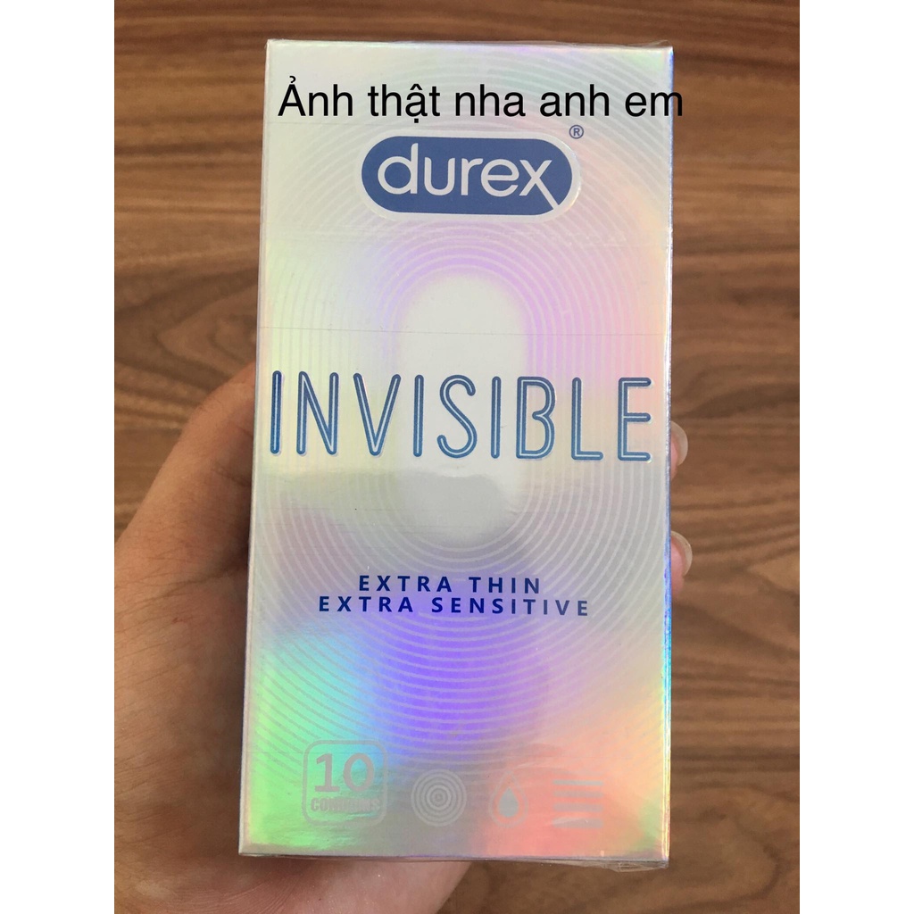 Bao cao su Durex Invisible ⚡CHÍNH HÃNG⚡ Extra Thin Extra Sensitive 10 bao siêu mỏng ôm sát tạo khoái cảm